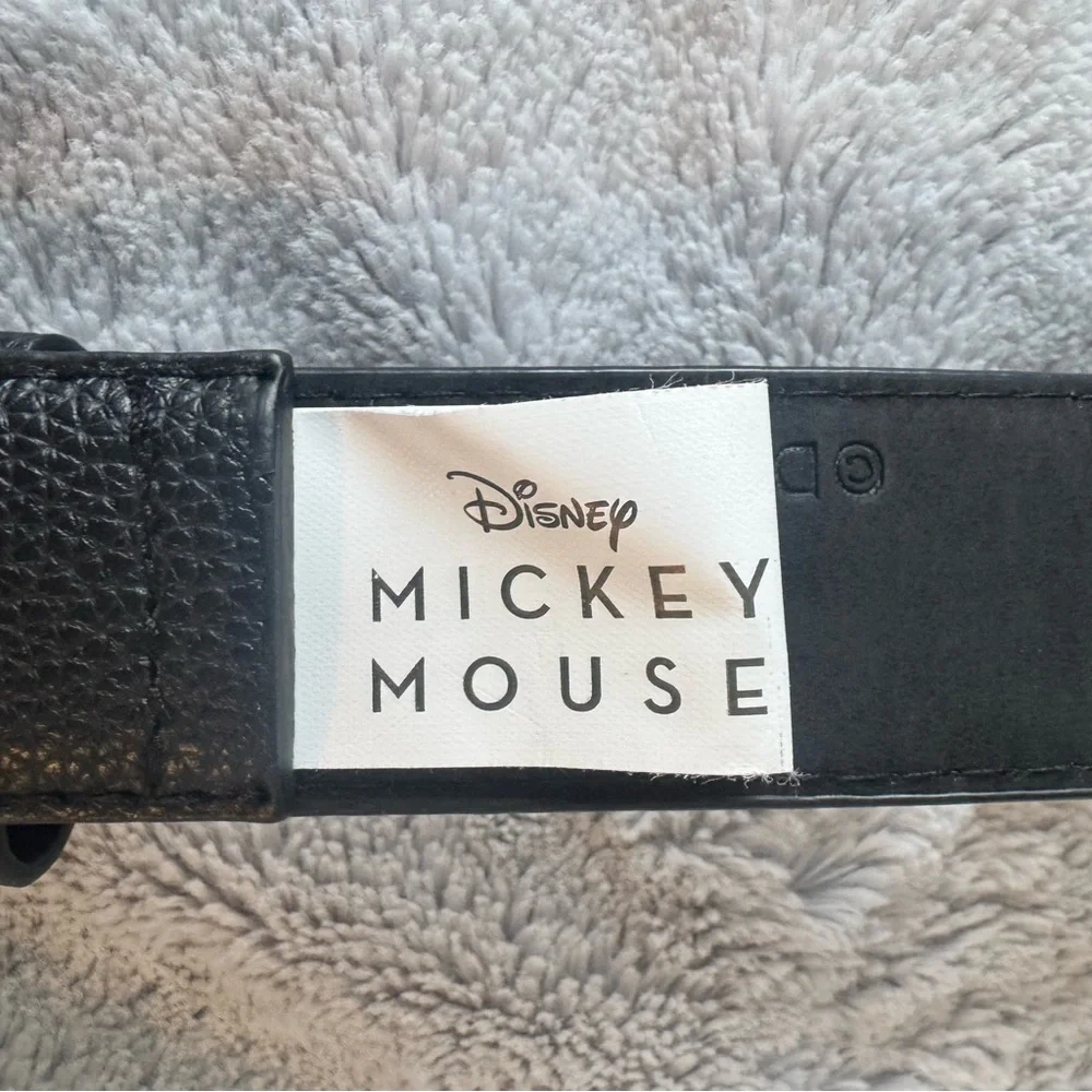 Disney Embellished Mickey Logo Black‎ Faux Leather Belt Size Medium